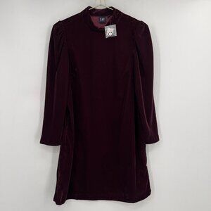 GAP Dark Maroon Velvet Shift Cocktail Mini Dress NWT Women's M